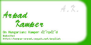 arpad kamper business card